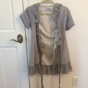 Blue and white stripped wrap dress